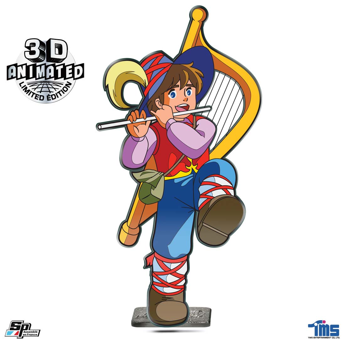 Édition collector 500 ex. : 27 couleurs, harpe résine transparente sérigraphiée, blister FULL 3D lenticulaire, sticker TF1 1975. À porter ou exposer.